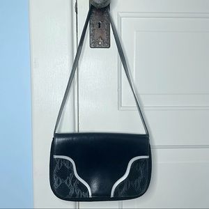 Vintage Express Black Snake Skin Shoulder Bag 90s